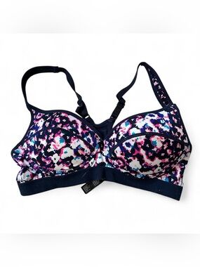 XOXO Navy, Pink and White Floral Underwire Sports Bra